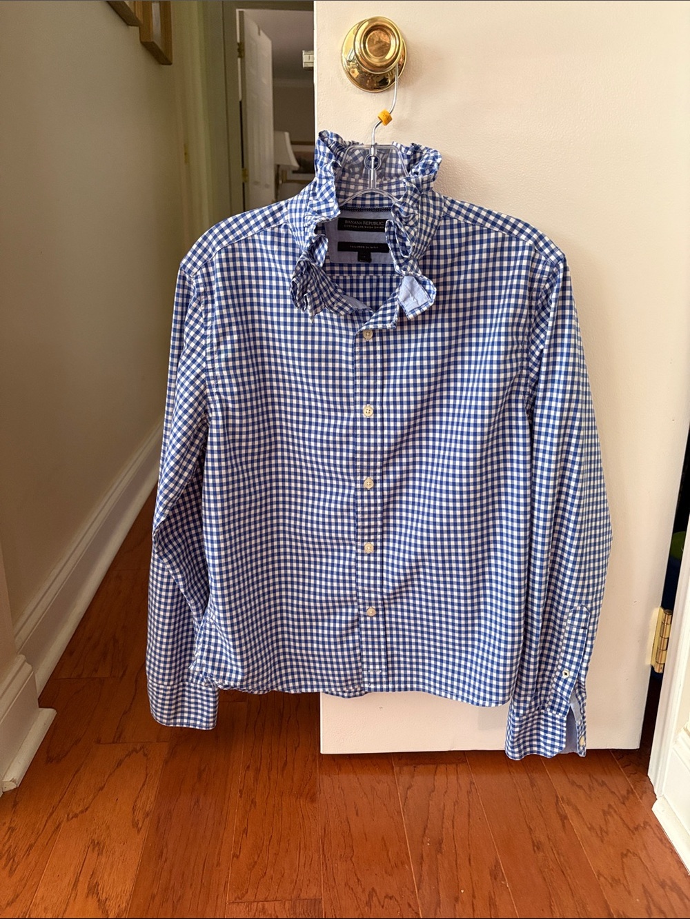 Reworked long sleeve Blue Gingham Button-Down Shirt